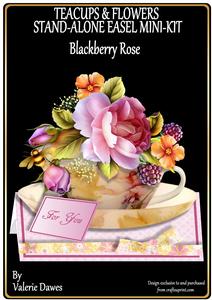 Teacups & Flowers Stand Alone Easel Kit - Blackberry Rose