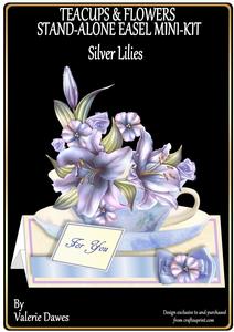 Teacups & Flowers Stand Alone Easel Kit - Silver Lilies