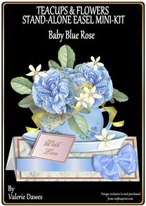 Teacups & Flowers Stand Alone Easel Kit - Baby Blue Rose