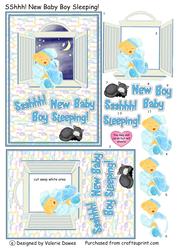 Ssshhh! New Baby Boy Sleeping! - Tunnel Card Front with Decoupage
