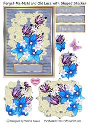 Forget -me-nots and Old Lace - Card Front with Shaped Stacker