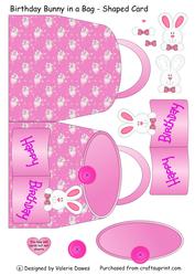 Birthday Bunny in a Bag - Shaped Card with Decoupage