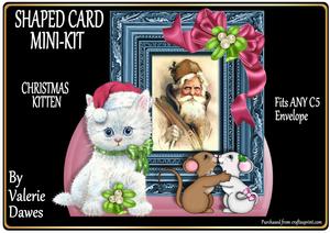 Shaped Card Mini-kit - Christmas Kitten