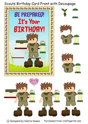 Scouts Birthday Card Front with Decoupage
