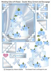 Wedding Cake and Roses with Decoupage and Wavy Corners
