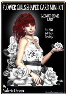 Flower Girls Shaped Card Mini-kit - Monochrome Lady