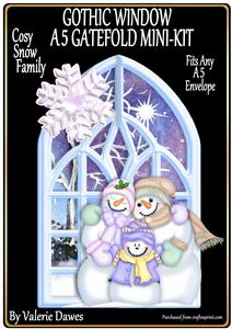 Gothic Window A5 Gatefold Mini-kit - Cosy Snow Family
