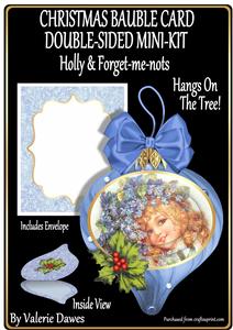Christmas Bauble Card Double-sided Kit- Holly & Forgetmenots