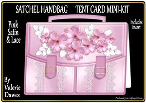 Satchel Handbag Tent Card Mini-kit - Pink Satin & Lace