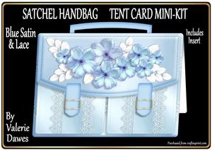 Satchel Handbag Tent Card Mini-kit - Blue Satin & Lace