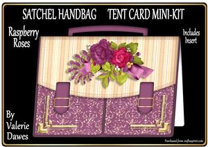 Satchel Handbag Tent Card Mini-kit - Raspberry Roses