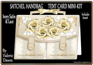 Satchel Handbag Tent Card Mini-kit - Ivory Satin & Lace