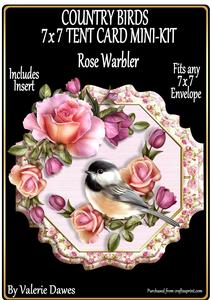 Country Birds 7x7 Tent Card Mini-kit - Rose Warbler