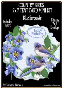 Country Birds 7x7 Tent Card Mini-kit - Blue Serenade