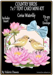 Country Birds 7x7 Tent Card Mini-kit - Cerise Waterlily