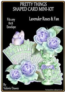Pretty Things Shaped Card Mini-kit - Lavender Roses & Fan