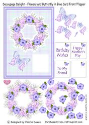 Decoupage Delight - Flowers and Butterfly in Blue