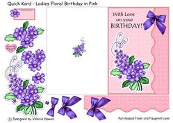 Quick Kard - Ladies Floral Birthday in Pink
