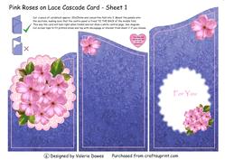 Pink Roses on Lace Cascade Card - Sheet 1