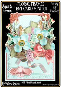 Floral Frames Tent Card Mini-kit - Aqua with Berries
