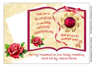 For My Husband on Our Ruby Wedding - Card Kit