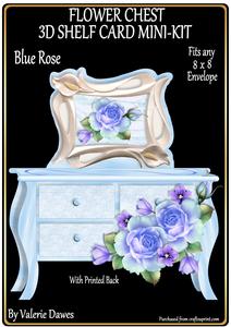 Flower Chest 3D Shelf Card Mini-kit - Bluerose