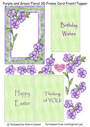 Purple & Green Floral 3D Frame Card Front/topper
