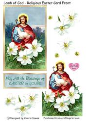 Lamb of God - Religious Easter Card Front with Decoupage