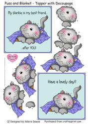 Puss and Blankie - Square Birthday Card Front/topper