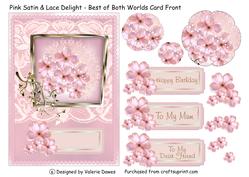 Pink Satin & Lace Delight - Best of Both Worlds Card Front