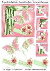 Drapes Butterfly & Roses-wavy Corner Stacker with Decoupage