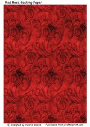 Red Rose & Faded Papers - Backing Paper