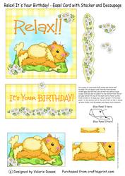 Relax! - Cat Easel Card with Stacker & Decoupage
