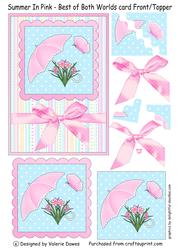 Summer in Pink - Card Front with Wavy Corners and Decoupage