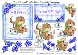 Treat Yourself! - Cat Easel Card with Decoupage