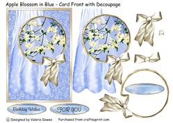 Apple Blossom in Blue - Card Front with Decoupage