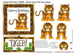 Happy Birthday Tiger! - Easel Card with Decoupage