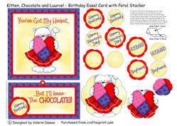Kitten, Chocolate & Luurve! - Easel Card with Petal Stacker