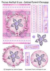 Precious Amethyst & Lace - Combined Pyramid & Decoupage