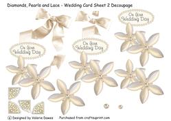 Diamonds Pearls & Lace -wedding Card Front Sheet 2 Decoupage