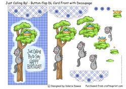 Just Calling By! - Button-flap Card Front with Decoupage