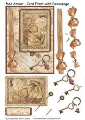 Mon Amour - Card Front with Decoupage