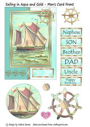 Sailing in Aqua and Gold - Mens Card Front