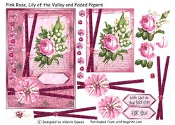 Pink Rose, Lily of the Valley and Faded Papers