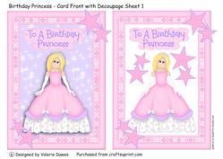 Birthday Princess - Card Front with Decoupage Sheet 1