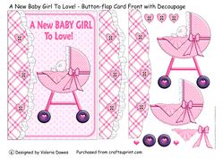 A New Baby Girl to Love! - Button-flap Card Front