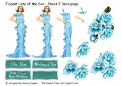 Elegant Lady of the Sea - Sheet 2 Decoupage