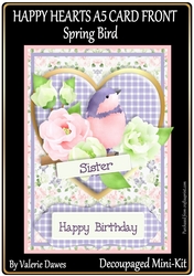 HAPPY HEARTS A5 CARD FRONT Mini-Kit SPRING BIRD
