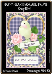 HAPPY HEARTS A5 CARD FRONT Mini-Kit SONG BIRD