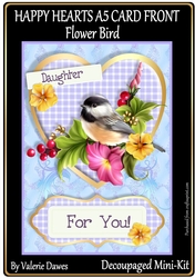 HAPPY HEARTS A5 CARD FRONT Mini-Kit FLOWER BIRD